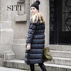 СКИДКА Siti Selected прямой модный зимний пуховик с воротником без капюшона черного цвета минимализм