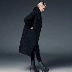 СКИДКА 3DIMENSIONS элегантное женское зимнее пуховое пальто ниже колена с высоким воротником стойкой косой застежкой мол