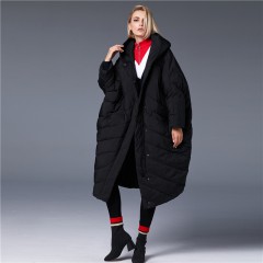 СКИДКА 3DIMENSIONS длинное женское зимнее пальто оверсайз oversize со спущенным плечом свободное с капюшоном серое черно